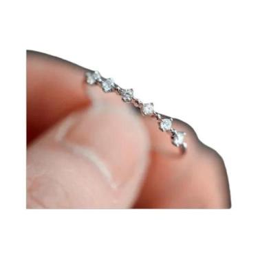 Imagem de Anel De Zircônia Com Diamante Em Prata Esterlina Banho De Ouro 14K Des