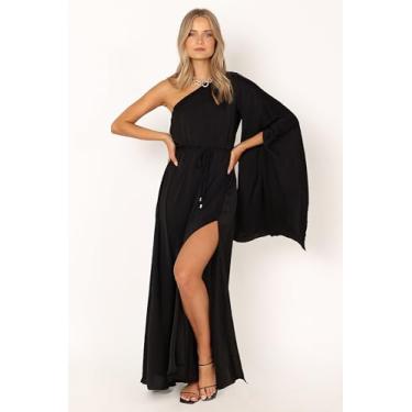 Imagem de Petal & Pup Vestido maxi feminino Matilda de um ombro só-preto, Preto, P