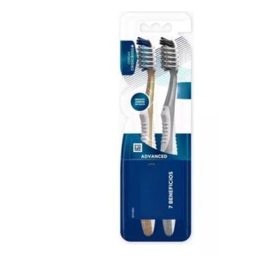Imagem de escova dental 7 benefícios、kit 2 escovas advanced macias、higiene bucal completa adultos
