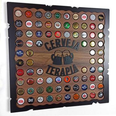 Imagem de Porta Tampinhas Quadro Decorativo Cervejaterapia Nogal