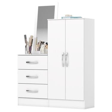 Imagem de Comoda Multiuso 2 Portas 3 Gavetas Com Espelho 115 Cm B700 Branco Briz Branco