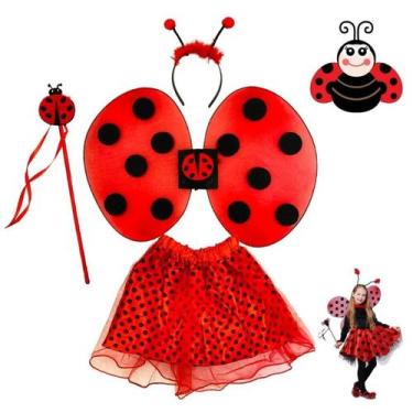 Imagem de Fantasia Menina Joaninha Infantil Asa Saia Tule - Bimport, Vermelho