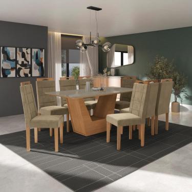 Imagem de Conjunto Sala de Jantar Verbana Kappesberg 8 Cadeiras Veludo Bege