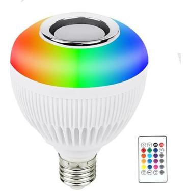Imagem de Lâmpada LED RGB Bluetooth com Controle Remoto - Som de Alta Qualidade 