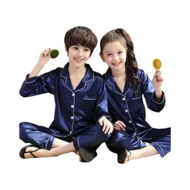 Imagem de Camisola De Cetim De Manga Longa Para Meninas, Roupa De Dormir Infanti