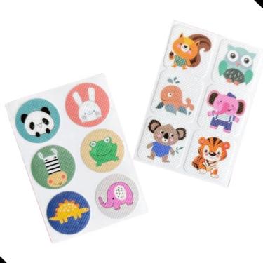 Imagem de Kit 36 Adesivos Repelentes Infantis 100% Natural - Sem DEET com Óleo de Citronela - Proteção 24h para Bebês e Crianças - Estampas Animais
