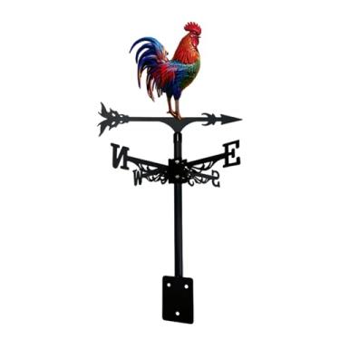 Imagem de LUMINFLY Cata-vento de galo de metal com ponta de flecha, fácil instalação, decoração de telhado de pátio de jardim ao ar livre, indicador de direção do vento