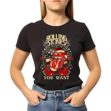 Imagem de Baby Look Feminina Banda Rolling Stones Modelo Novo - NoBrand, Preto, 