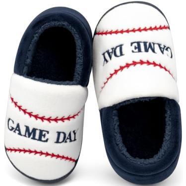 Imagem de INMINPIN Pantufas esportivas infantis para meninas, meninos, aconchegantes e quentes, espuma viscoelástica antiderrapante, para uso interno e externo para fãs de esportes (bebês/crianças pequenas