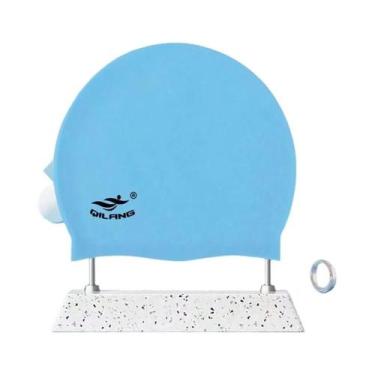 Imagem de Touca De Natação De Silicone Confortável E Impermeável Em Cores Sólida