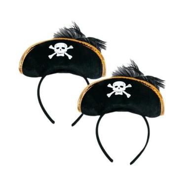Imagem de Chapéu De Caveira Pirata Infantil Com Tiara, Boné De Capitão, Acessóri