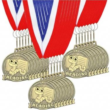 Imagem de Quelay 20 medalhas de ouro de 5 cm para vencedor de prêmios a granel com fitas de pescoço Troféu de Metal Prêmio Presente para Crianças Estudantes Adultos Participação Escolar Formatura Competições