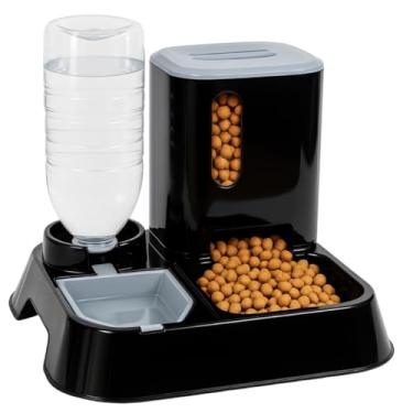 Imagem de Comedouro com Bebedouro Automático 2 em 1 para Pets, Alimentador de Ração e Água, Antiderrapante, Ideal para Cães e Gatos(Preto)