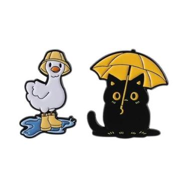 Imagem de Pins De Esmalte E Broches De Metal Com Temas De Gato Preto, Guarda-chu