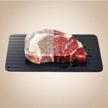 Imagem de Tábua Descongelar Alimentos Suporte Cozinha Bandeja Preto Churrasco Ap