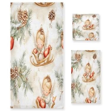 Imagem de xigua Cute Little Angels conjunto de toalhas de banheiro absorvente macio 3 peças toalha de banho toalha de mão toalhas decorativas para banheiro, academia, hotel, praia, piscina