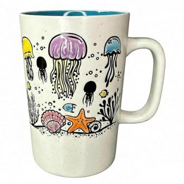 Imagem de Caneca com tema de praia azul de 500 ml para amantes de café, linda caneca de café e chá presente para mulheres e homens, lavável na máquina de lavar louça, microondas, novidade copo de cerâmica