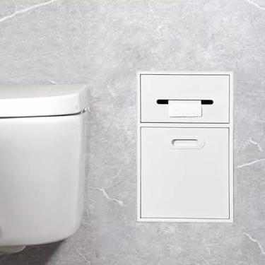 Imagem de Prateleira de chuveiro moderna de aço inoxidável montada na parede e armazenamento para papel higiênico, lata de lixo com balde dobrável - Solução que economiza espaço para banheiros elegantes