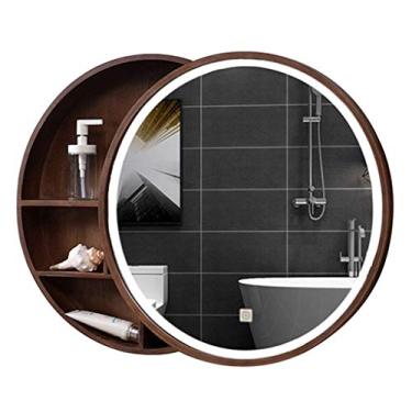 Imagem de Armário de armazenamento de banheiro com luz, armário de espelho deslizante redondo, solução de armazenamento de toucador, 19,7/23,6/27,5 polegadas, ideal para organização e estilo de banheiro