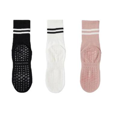 Imagem de Meias De Algodão Respiráveis Antiderrapantes Com Listras Duplas Para Y
