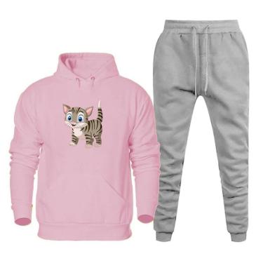 Imagem de Conjunto Moletom Infantil Estampa de Gatinho Menina-Feminino