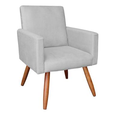 Imagem de Poltrona Nina Suede Pés Palito Castanho D'Rossi - DRossi, Cinza