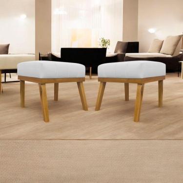 Imagem de Kit 2 Puffs Decorativos Firenze Retangular - Branco Corino