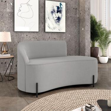 Imagem de Sofá 2 Lugares Orgânico 140cm Pé Ferro Preto Morgan Suede Cinza