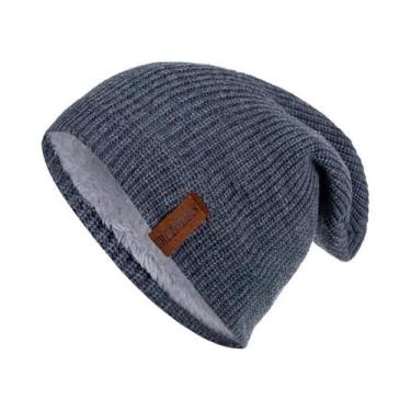 Imagem de Gorro De Inverno Unissex Forrado Com Pelúcia, Tricotado, Quente, Boné 