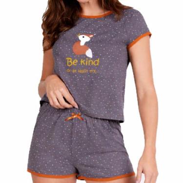 Imagem de Pijama Adulto Feminino Short Dolls Lupo Confortável Grafite, P, Grafit