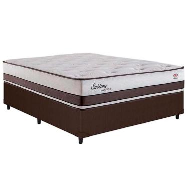 Imagem de Cama Box Casal: Colchão Molas Herval Maxspring Sublime + Base Crc Courano Brown(138X188)