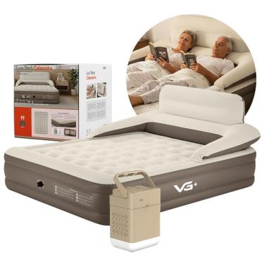 Imagem de Colchão Inflável Casal Queen Encosto Lux Tech Resistente com Bomba Lítio USB VG Plus