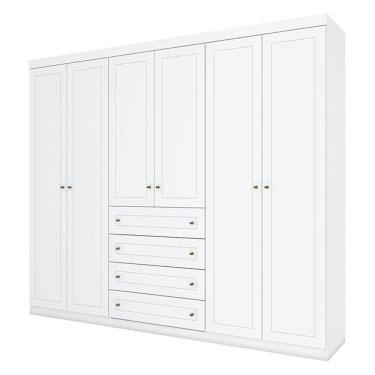 Imagem de Berço Americano Flip Branco Acetinado Savana Reller e Guarda Roupa Casal Americano 6 Portas Branco HP - Henn