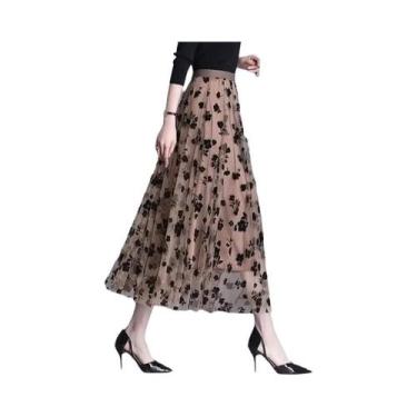 Imagem de Saia Midi Floral De Tule Para Mulheres, Moda De Verão Casual, Saias So