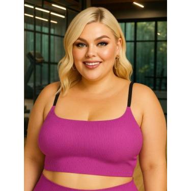 Imagem de Sutiã Plus Size Tecido Canelado Top Grande - c1 - FELÍCIA, Roxo, 54