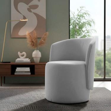 Imagem de Poltrona Aura Decorativa Orgânica Bouclé Premium De Luxo Para Sala Quarto Recepção Formato Cilíndrico Design Escultural