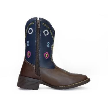 Imagem de Bota Texana Infantil Couro Bordada Country Conforto Linda tamanho:35co
