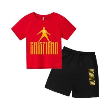 Imagem de Camiseta Infantil 3D De Verão CR7 Com Estampa De Estrela, Gola Redonda