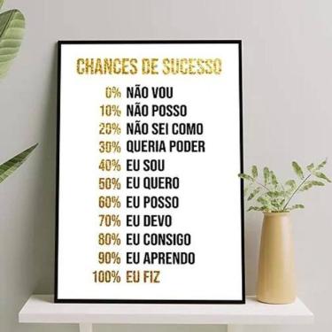 Imagem de Quadro Motivacional Chances De Sucesso 33X24Cm - Com Vidro