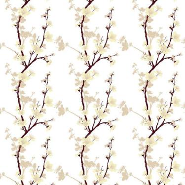 Imagem de Papel De Parede Galhos Marrom Flores Amarela Adesivo Sala