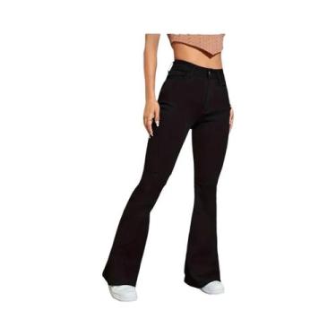 Imagem de Calças Jeans Femininas De Cintura Alta, Estilo Flare, Skinny, Em Denim