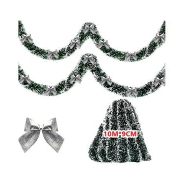 Imagem de Fitas De Tinsel Verde Com Laço 2/4/6/10M Guirlanda De Natal Decoração 