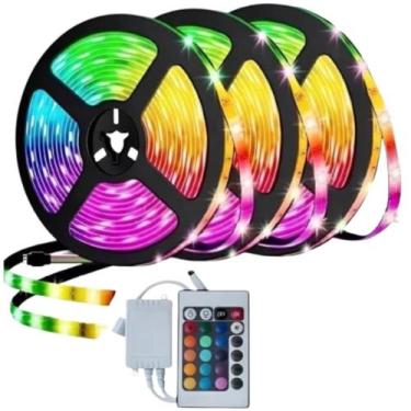 Imagem de Kit 2 Em 1 Fita Led Rgb 5050 12v Ip65 5 Metros Controladora - Megawace