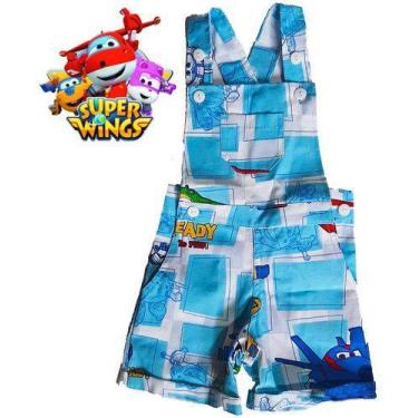 Imagem de Roupas De Bebê Jardineira Brim Jeans Super Wings Infantil, Azul, Celes