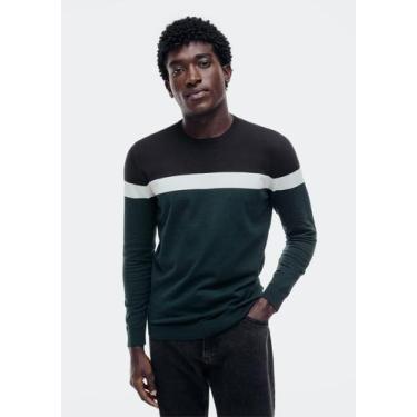 Imagem de Blusão Masculino Listrado Em Tricô - Hering Adulto, XG, Verde