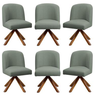 Imagem de Kit 06 Cadeiras De Jantar Cléo Base Giromad Linho Verde - Nexta Casa