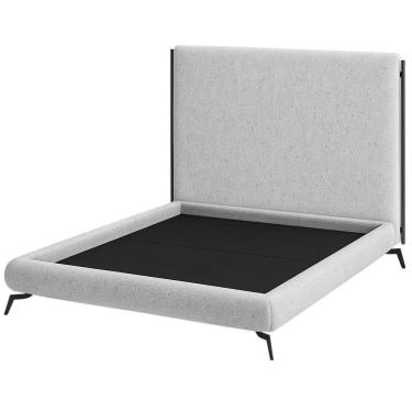 Imagem de Cama Queen Pés Ferro Emma Com Cabeceira Parise Linho Cinza Claro - Nexta Casa