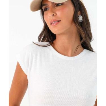 Imagem de Blusa Feminina Canelada Manga Curta Marisa Off White-27025, Off white,