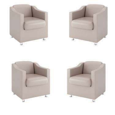Imagem de Kit 4 Poltronas Tilla Para Recepção Clínica Médica Corino Bege Balaqui Decor