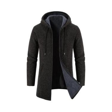 Imagem de Casaco Longo De Inverno Masculino Navy Com Forro De Fleece, Jaqueta Co